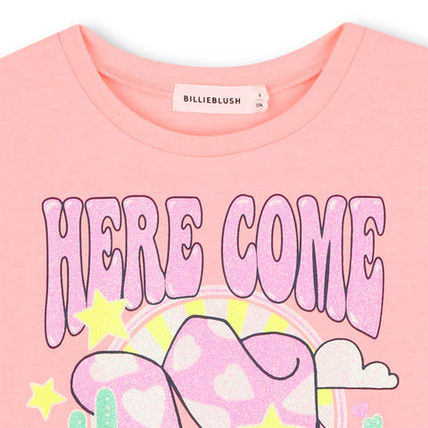 BILLIEBLUSH Girls Peach T-Shirt