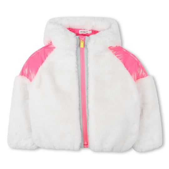 Girls White Faux Fur Jacket