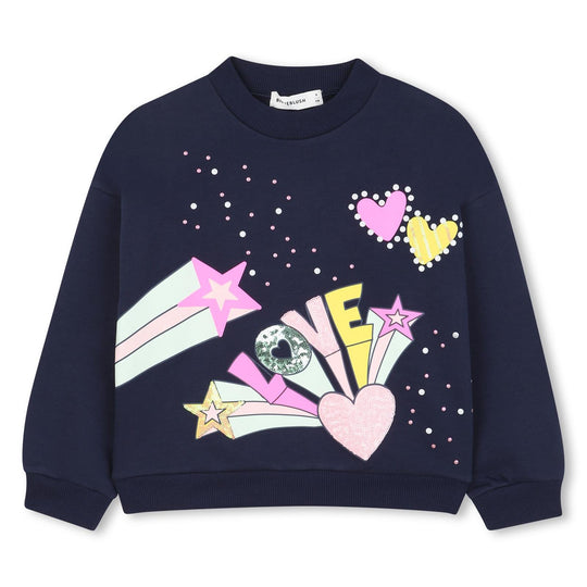 Girls Navy Star Sweatshirt