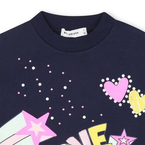 BILLIEBLUSH Girls Navy Star Sweatshirt