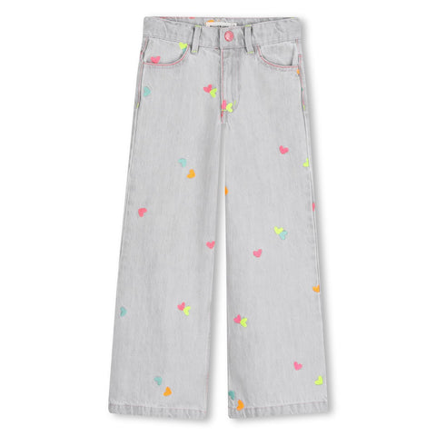 Billieblush Girls Grey Denim Heart Jeans