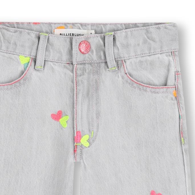 Billieblush Girls Grey Denim Heart Jeans