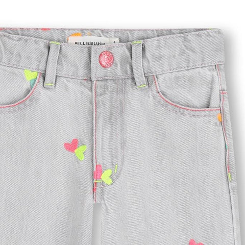 Billieblush Girls Grey Denim Heart Jeans