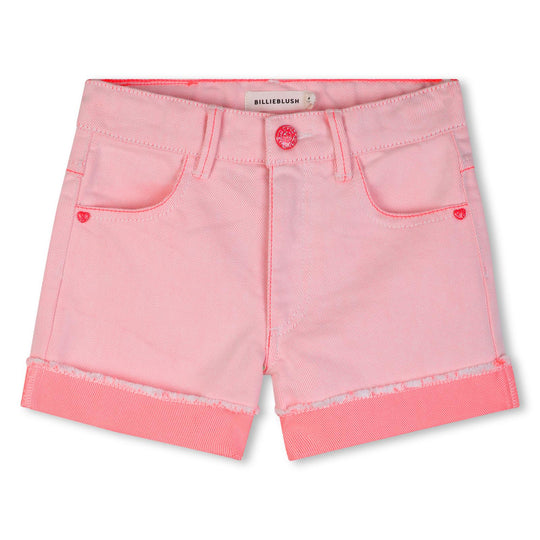 Girls Pink Sequin Denim Short