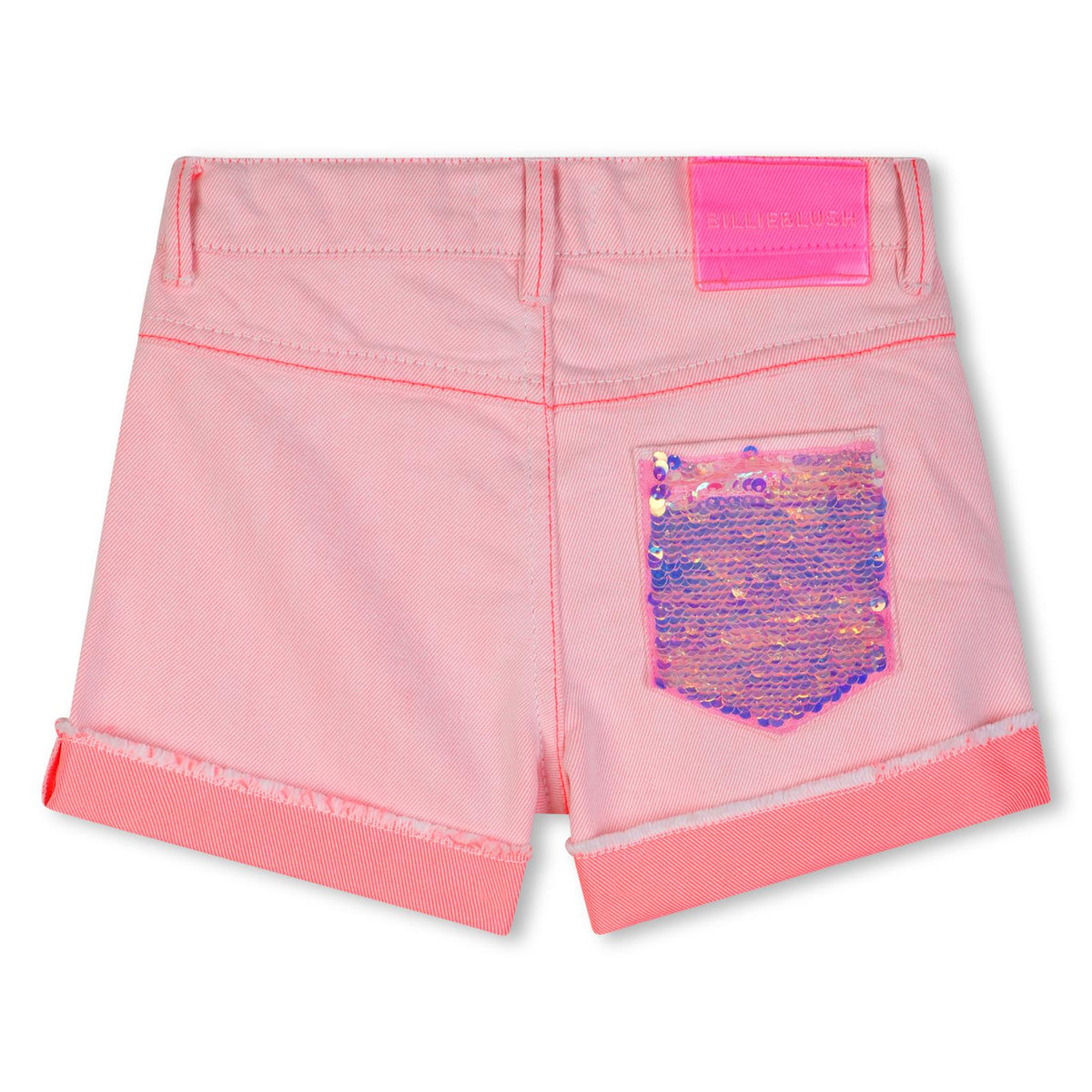 Billieblush Girls Pink Sequin Denim Short