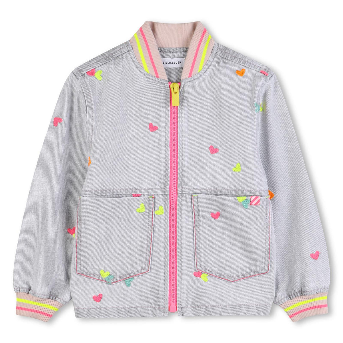 Billieblush Girls Grey Denim Heart Jacket