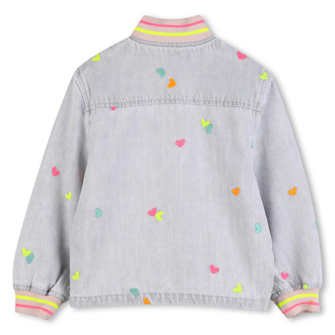 Billieblush Girls Grey Denim Heart Jacket