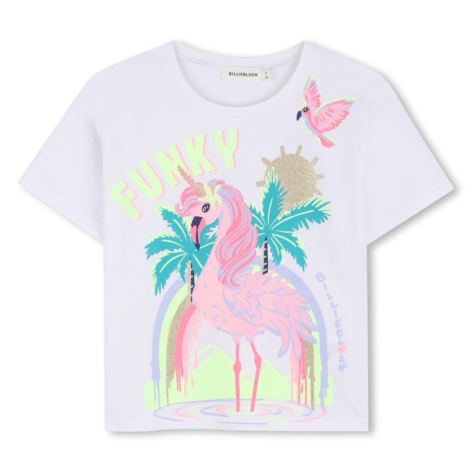 Billieblush Girls White Flamingo T-Shirt