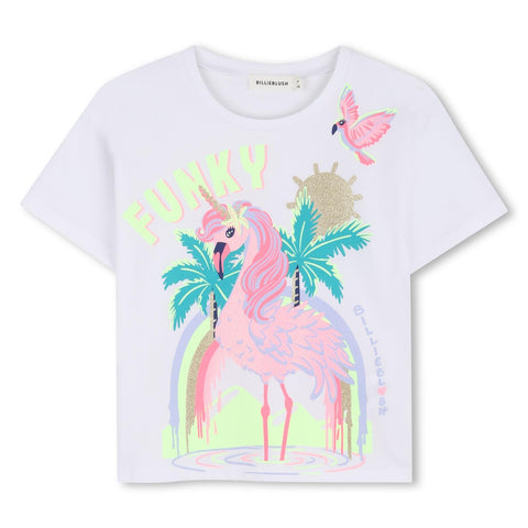 Billieblush Girls White Flamingo T-Shirt