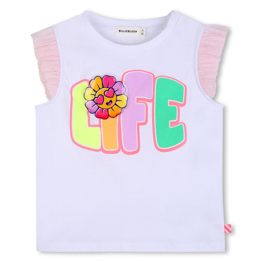Girls White Life Tulle Top