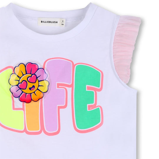 Girls White Life Tulle Top