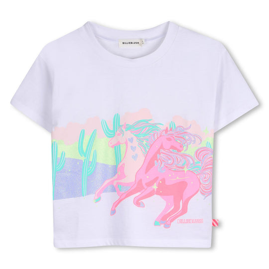 Girls White Unicorn T-Shirt