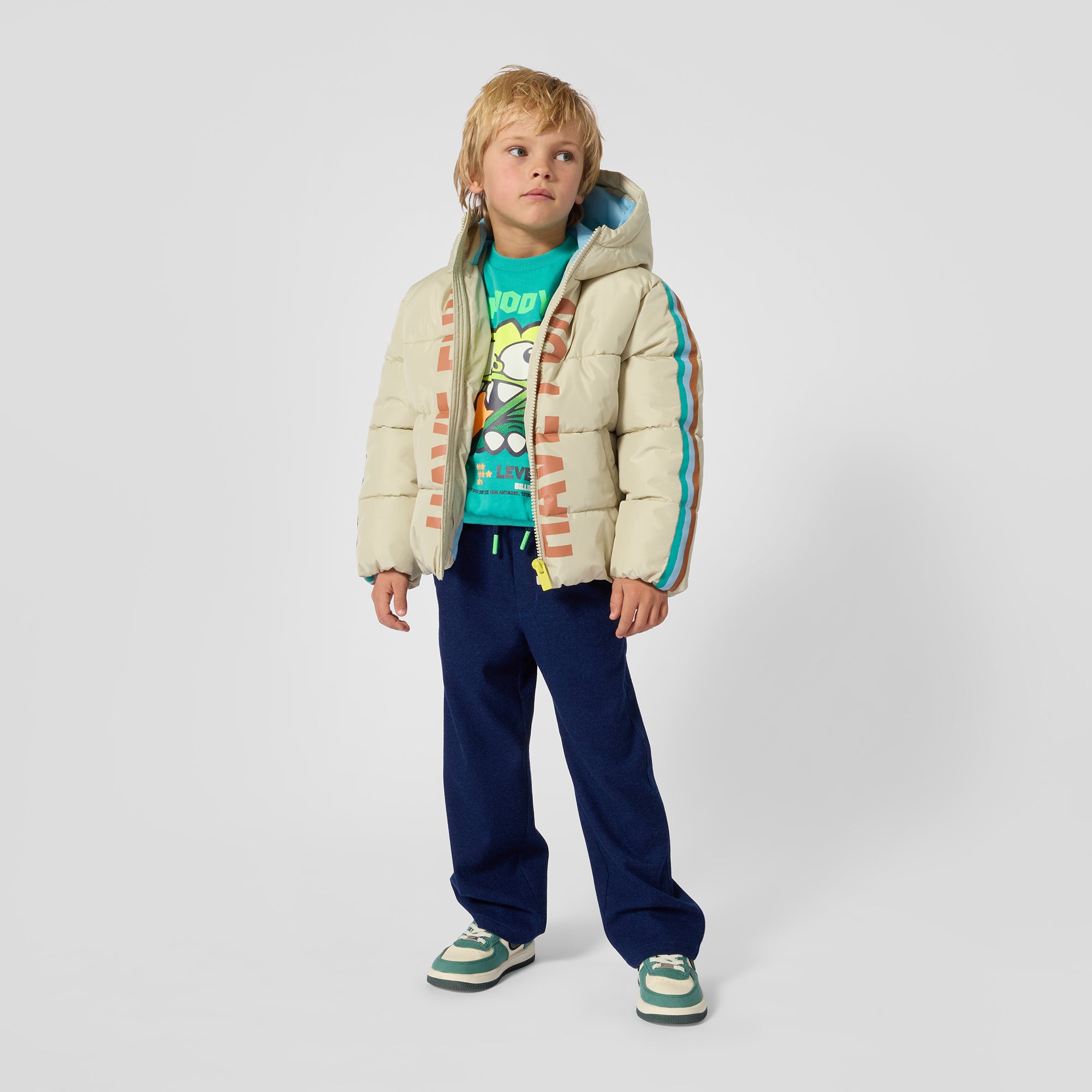 BILLIEBLUSH Boys Beige Woody Tan Puffer Jacket