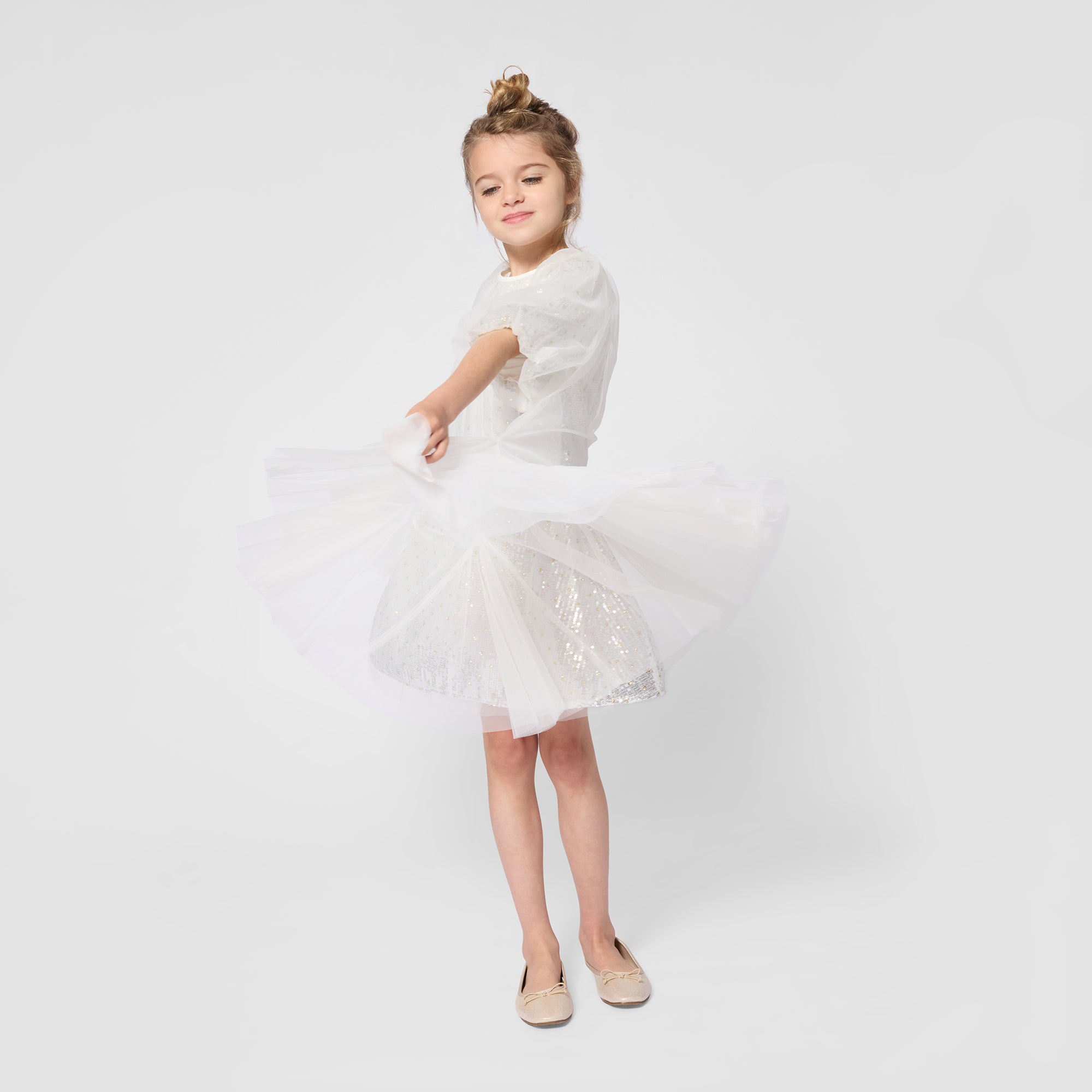 BILLIEBLUSH Girls Lame Silver Ceremony Dress
