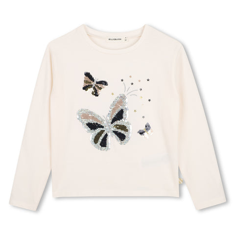 BILLIEBLUSH Girls Ivory Butterfly T-Shirt