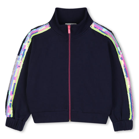 BILLIEBLUSH Girls Navy Sequin Zip Up Hoodie