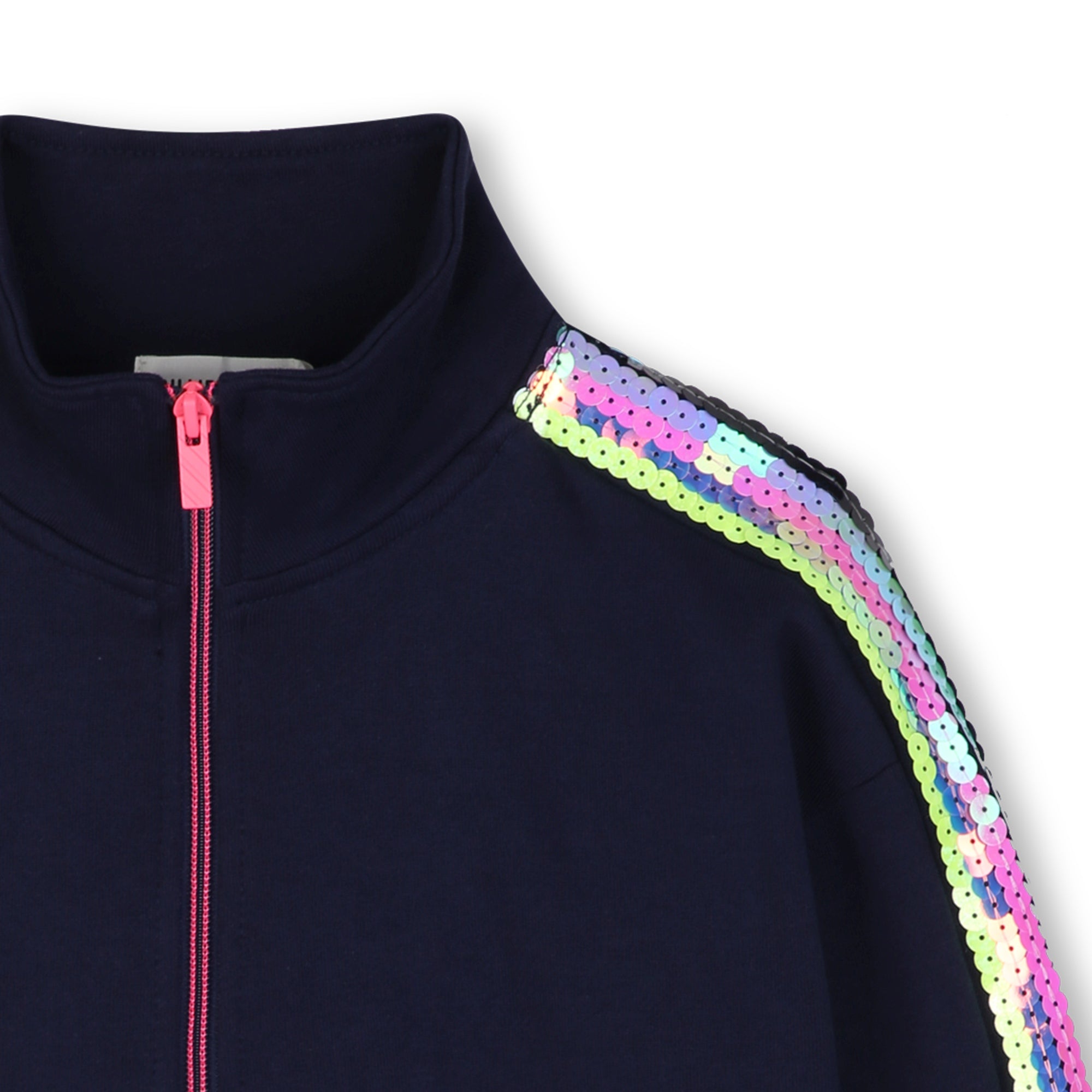 BILLIEBLUSH Girls Navy Sequin Zip Up Hoodie