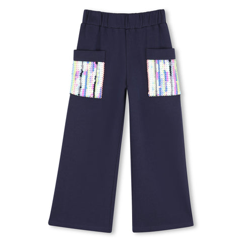 BILLIEBLUSH Girls Navy Sequin Jogging Bottoms