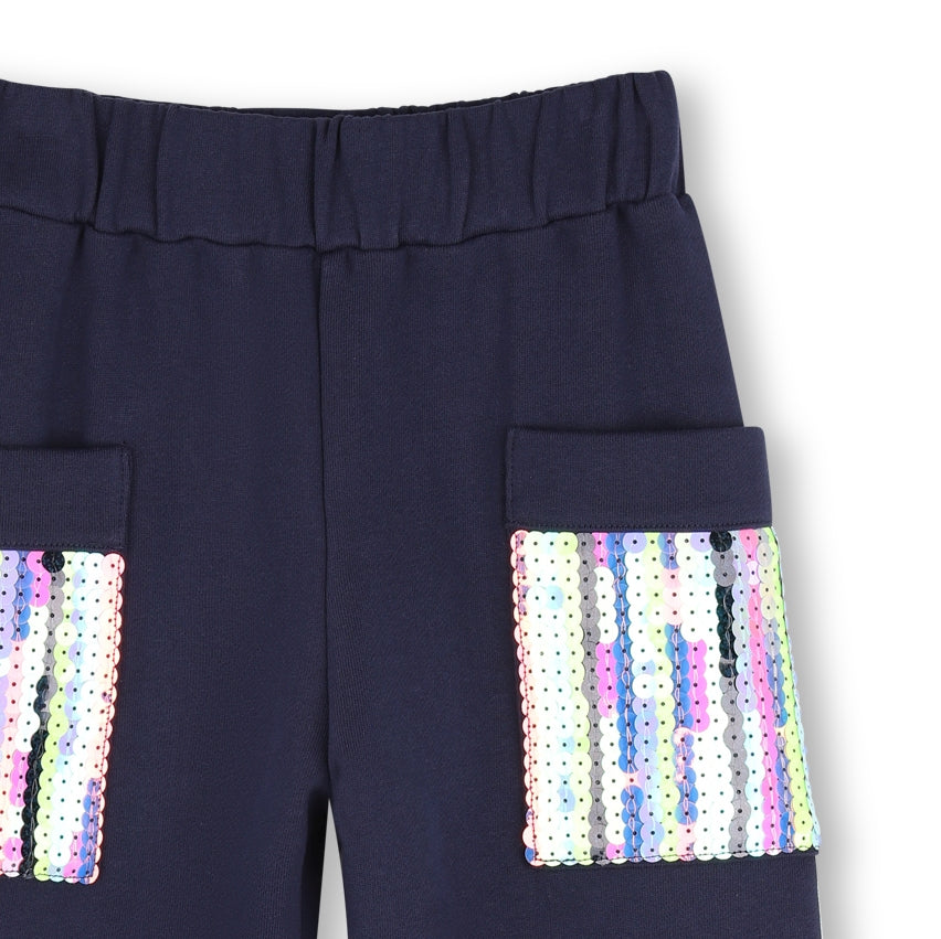 BILLIEBLUSH Girls Navy Sequin Jogging Bottoms