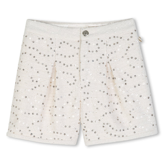 Girls Ivory Sequin Short