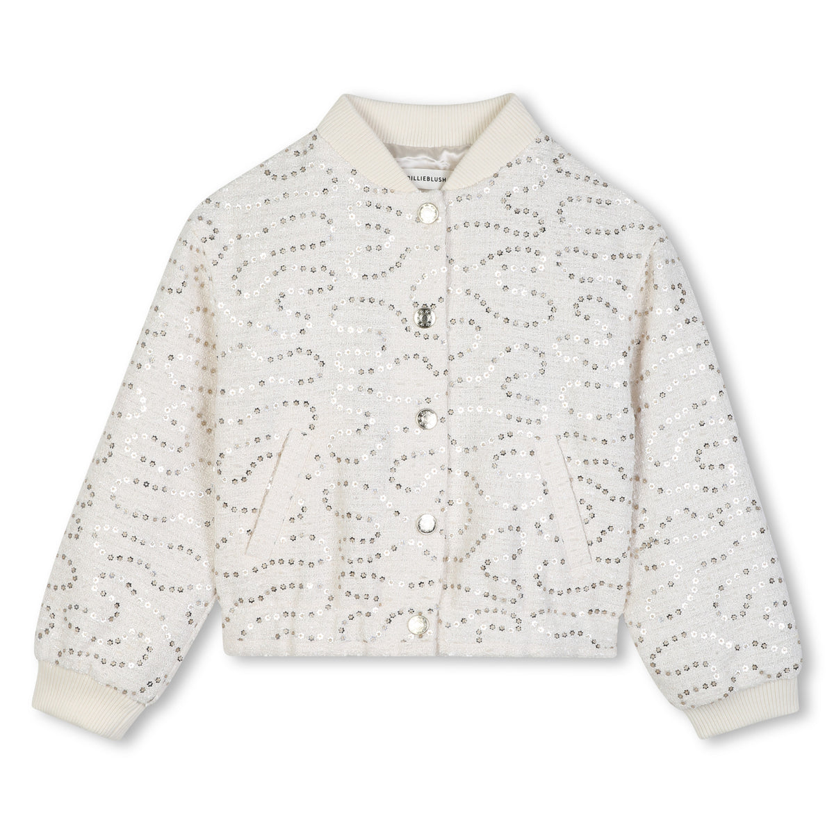 BILLIEBLUSH Girls Ivory Sequin Jacket
