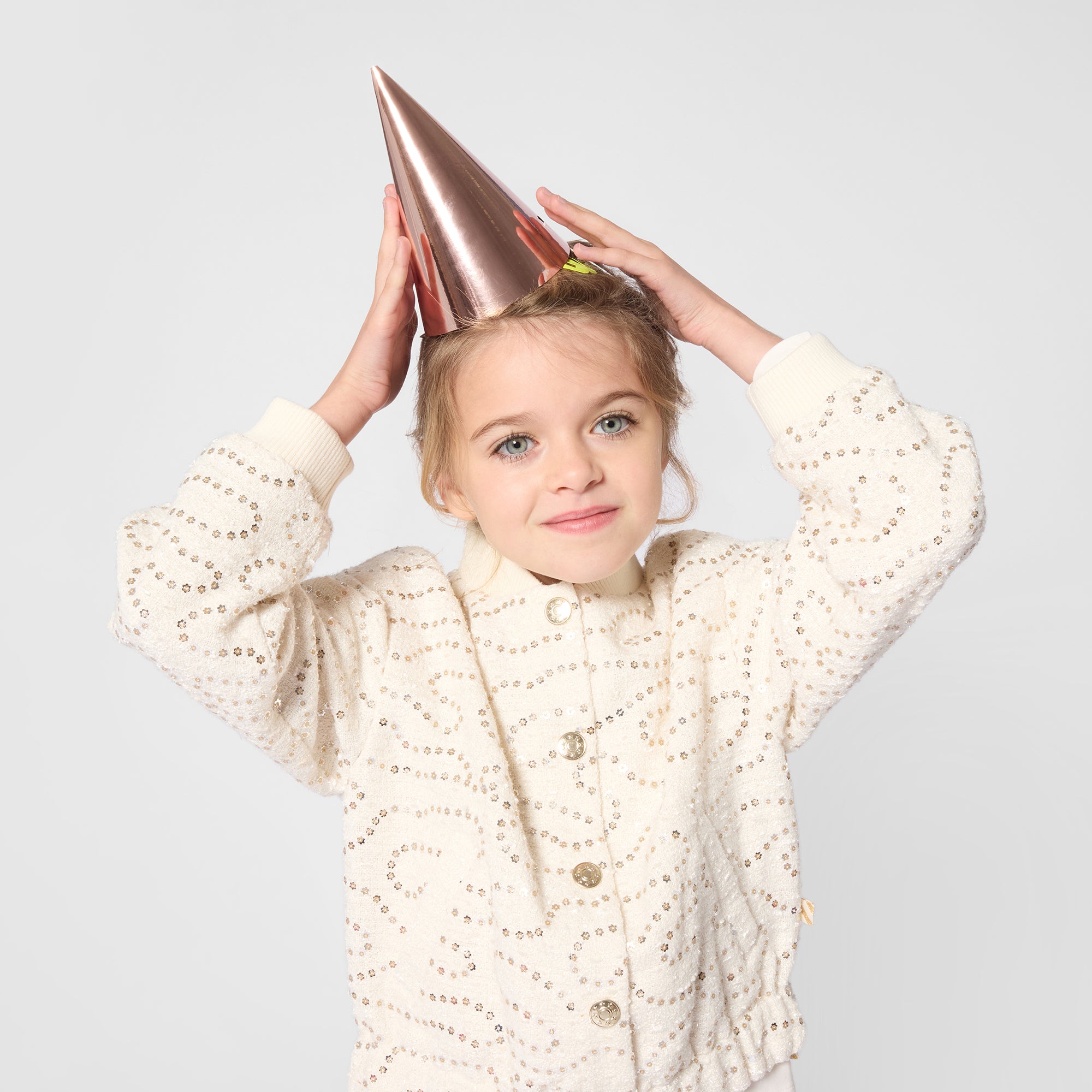 BILLIEBLUSH Girls Ivory Sequin Jacket