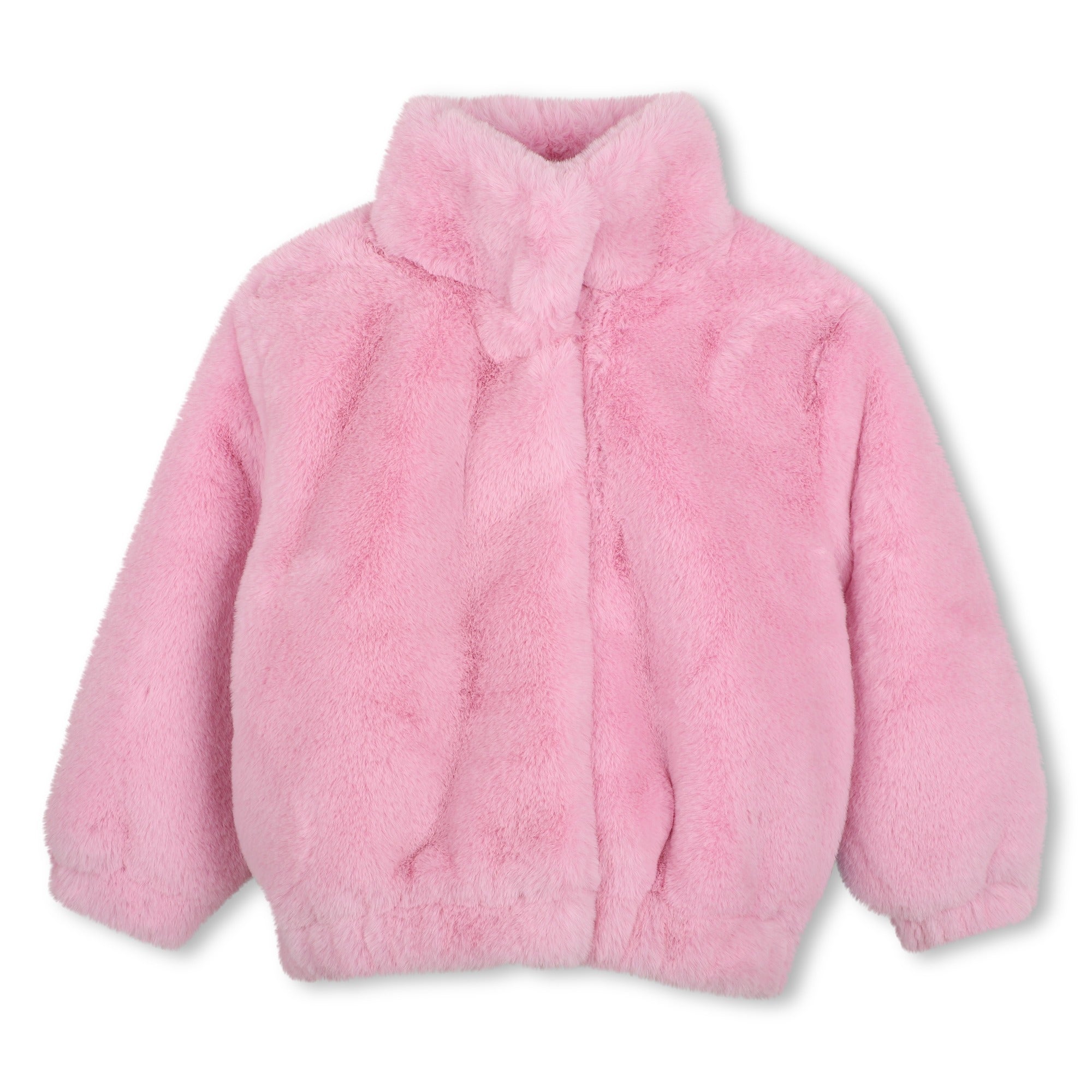 BILLIEBLUSH Girls Pink Faux Fur Bomber Jacket