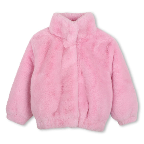 BILLIEBLUSH Girls Pink Faux Fur Bomber Jacket
