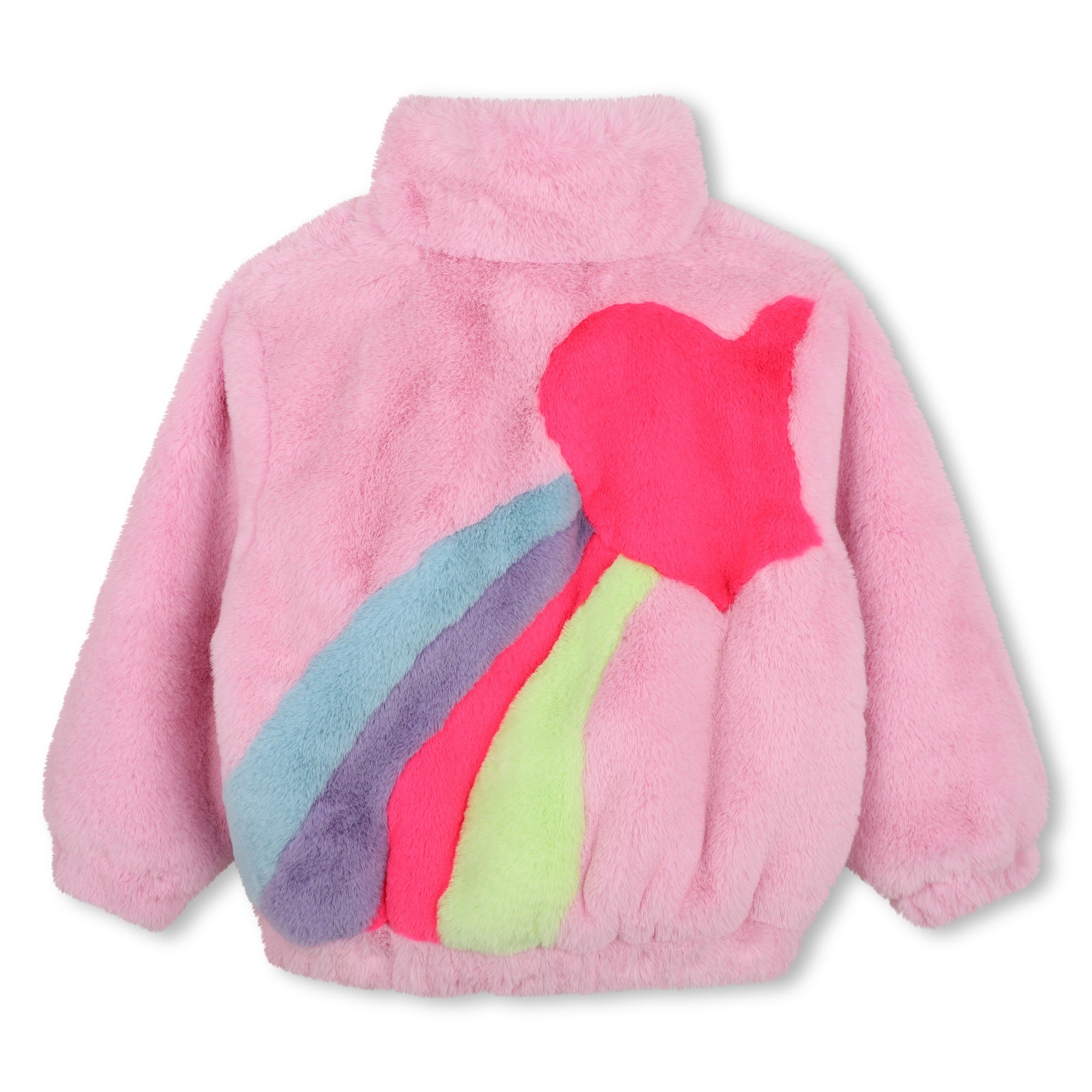 BILLIEBLUSH Girls Pink Faux Fur Bomber Jacket