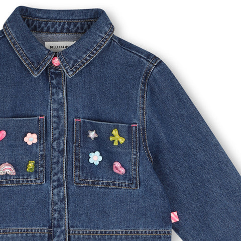 BILLIEBLUSH Girls Jewelled Denim Shirt