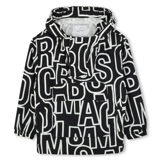 Boys Black Hooded Logo Windbreaker