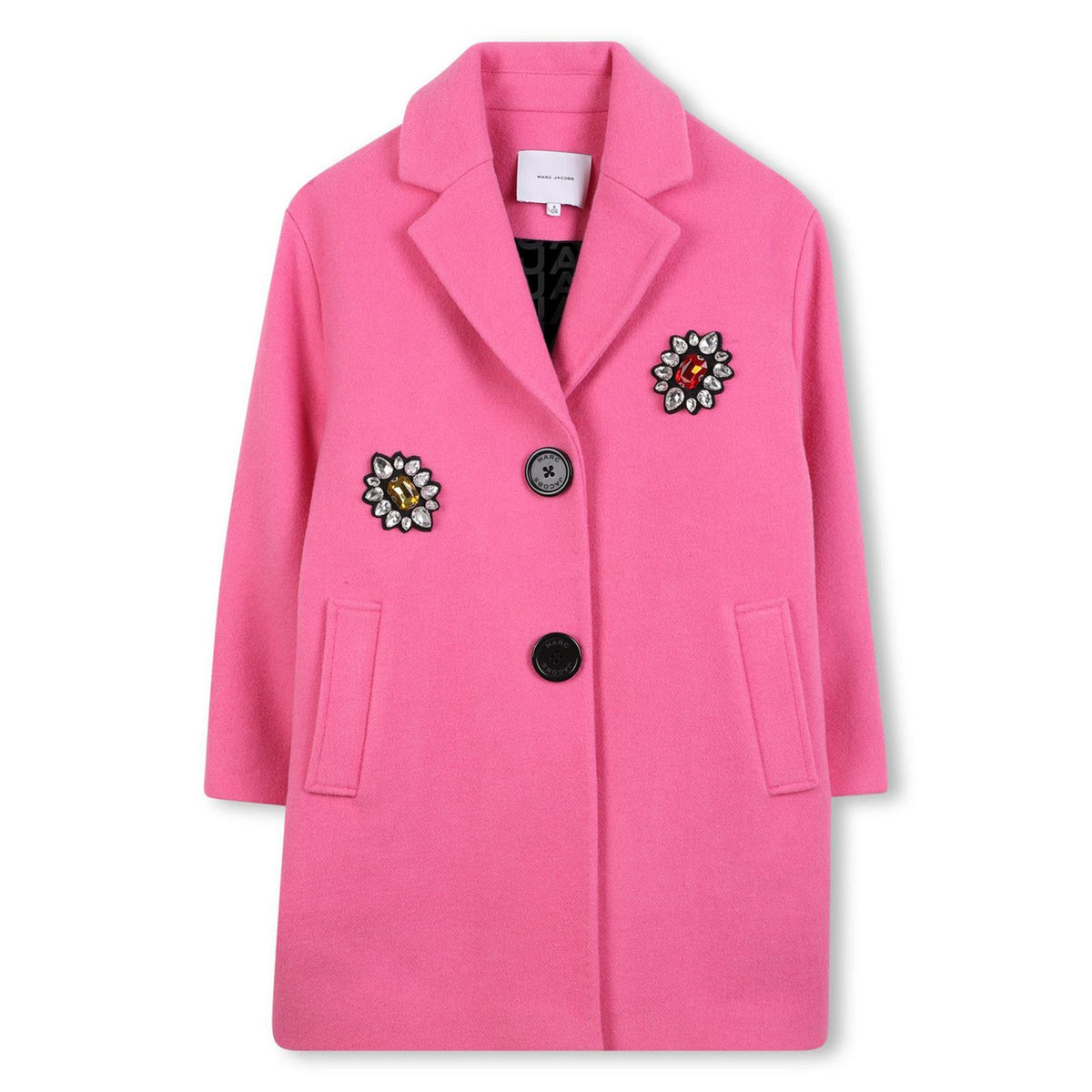 Marc Jacobs Girls Pink Wool Jewelled Coat