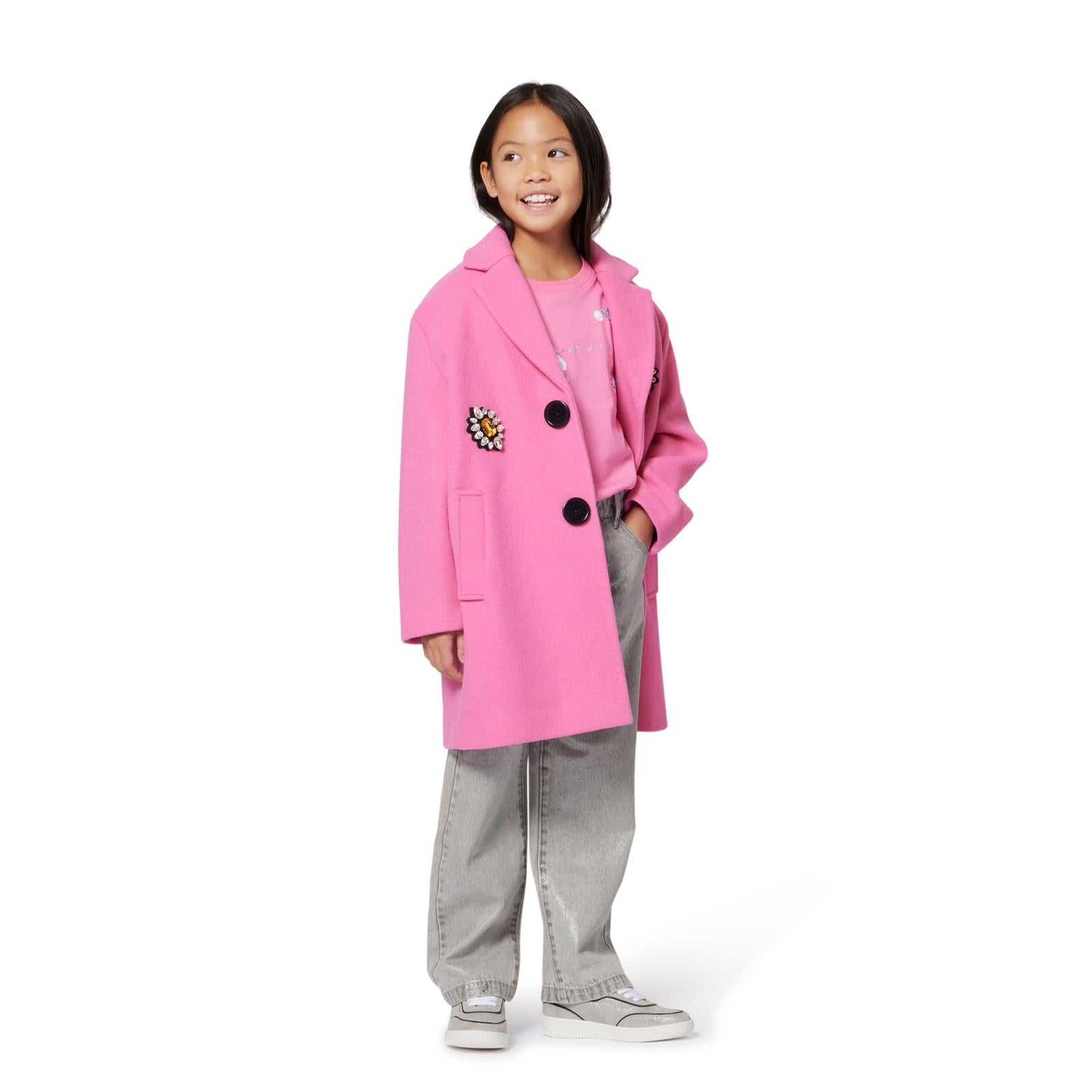 Marc Jacobs Girls Pink Wool Jewelled Coat