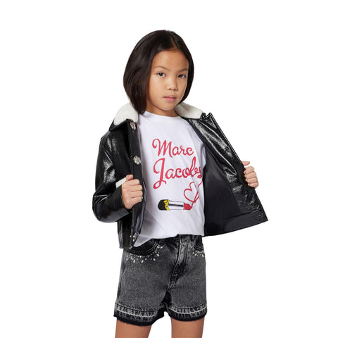 Marc Jacobs Girls White Lipstick T-Shirt