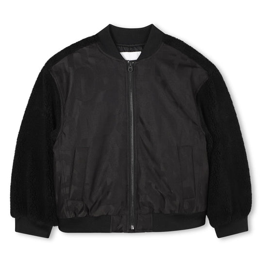 Boys Black Faux Shearling Bomber Jacket