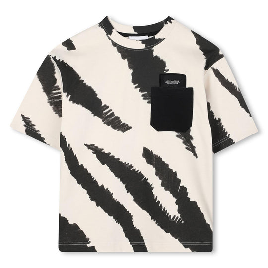 Boys White Tiger Print T-Shirt