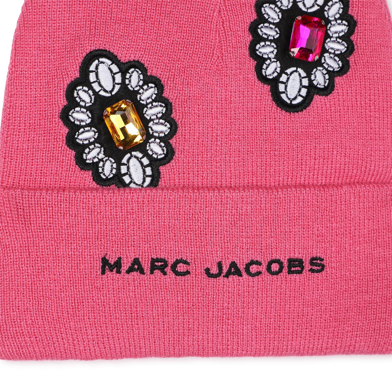 Marc Jacobs Girls Pink Jewelled Knit Hat