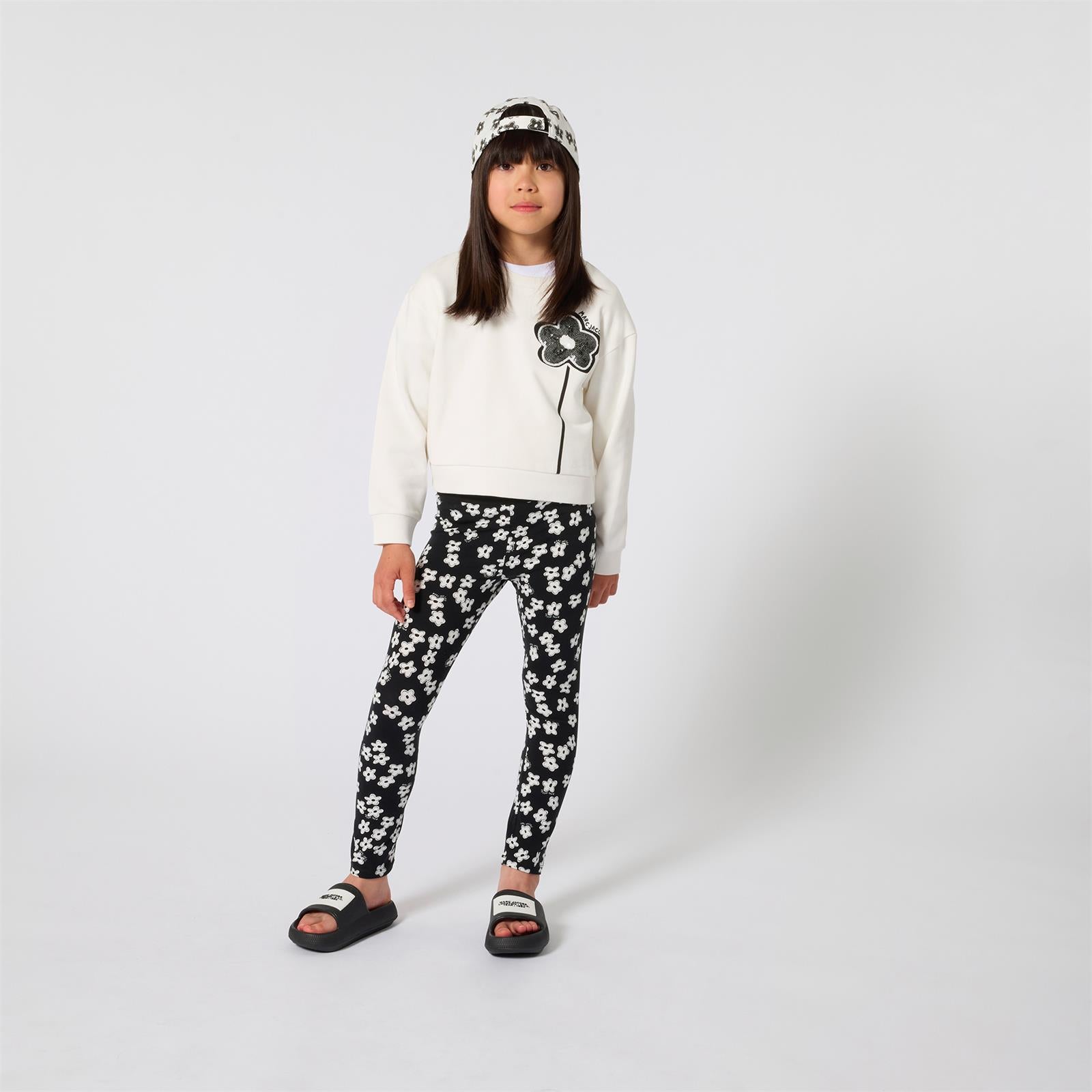 Marc Jacobs Girls Black Flower Leggings
