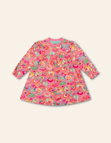 Olily Girls Chateau Rose Dwarf Jersey Dress