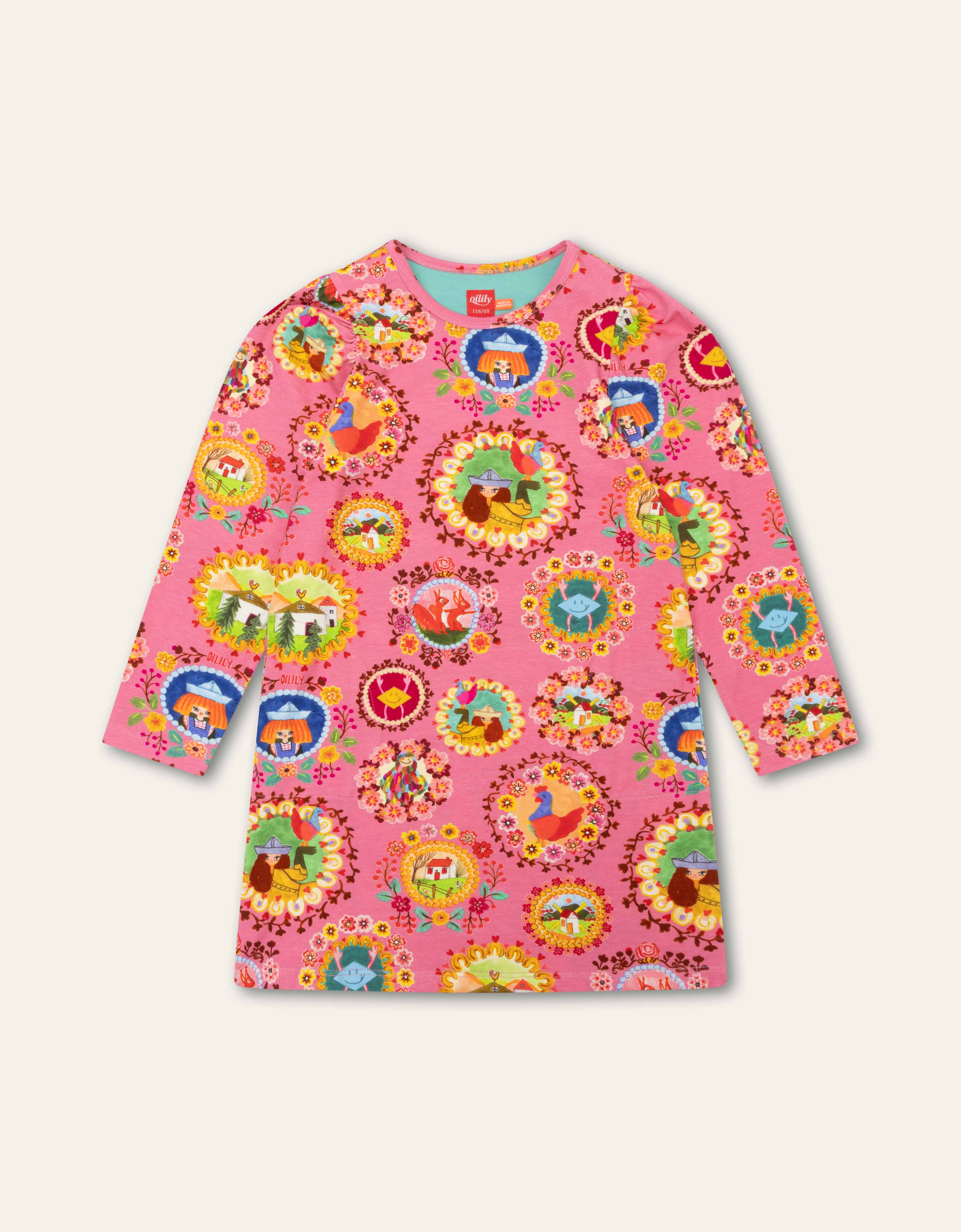 Oilily Girls Chateau Rose Damsel Jersey Dress