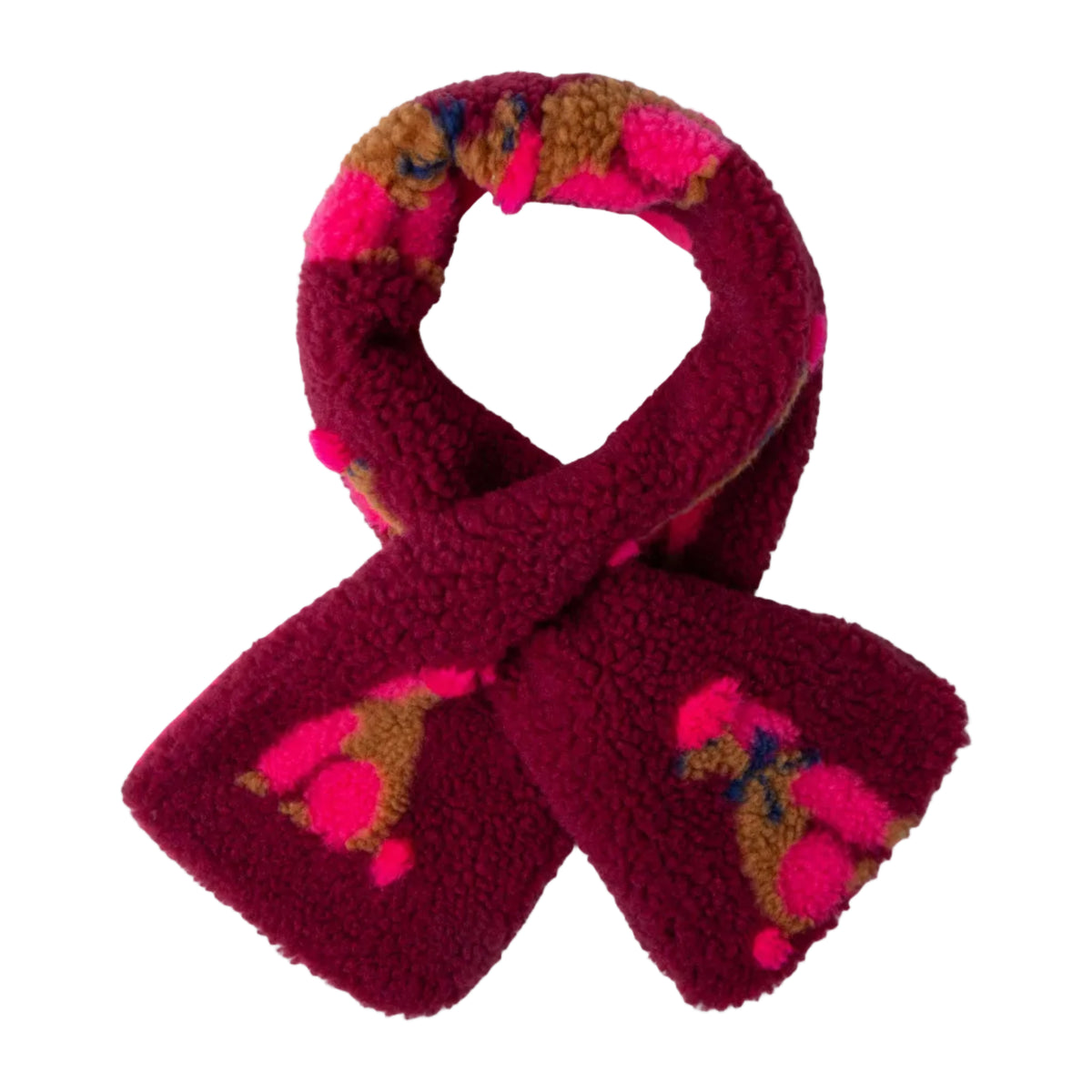 Girls Maroon Teddy Poodle Scarf