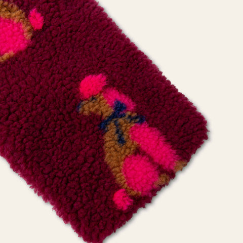 Girls Maroon Teddy Poodle Scarf