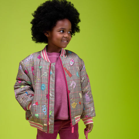 Girls Brown Checked Chalet Coat