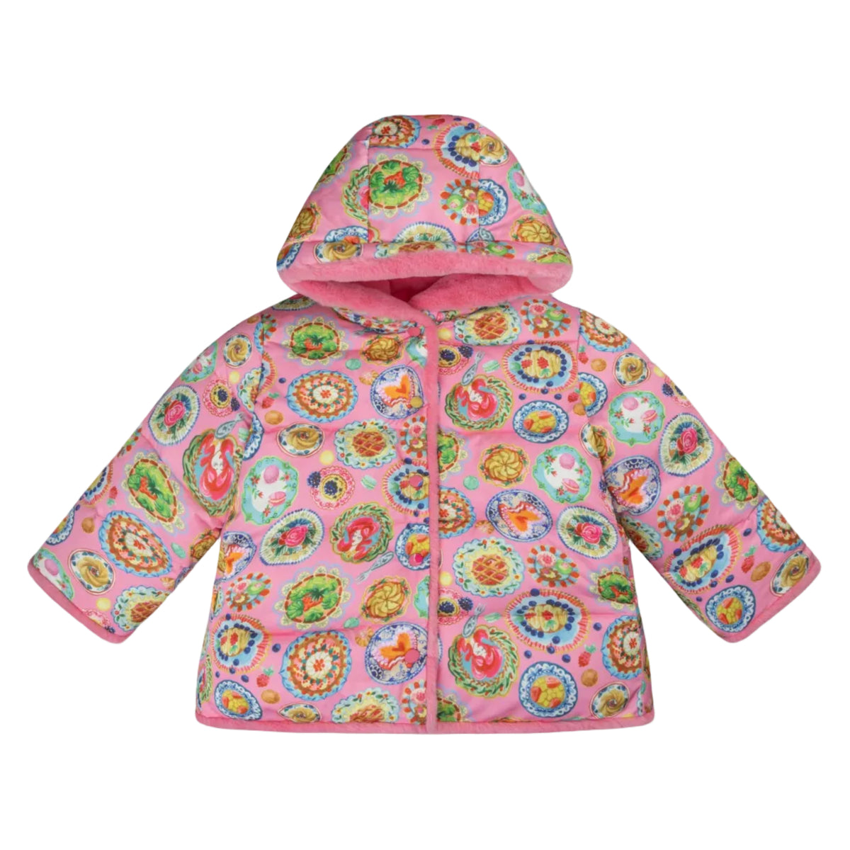Girls Pink Castle Reversible Coat