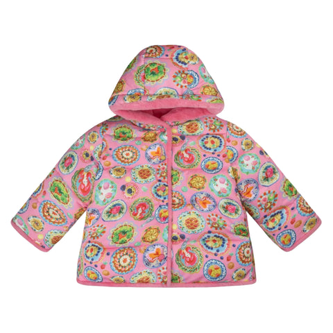 Girls Pink Castle Reversible Coat