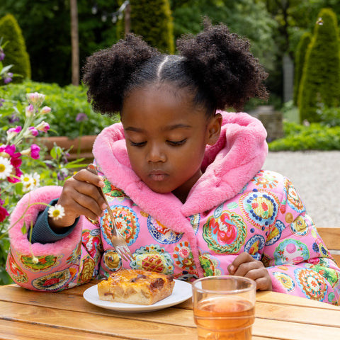 Girls Pink Castle Reversible Coat