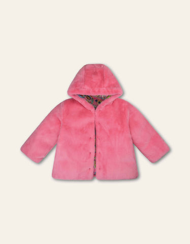 Girls Pink Castle Reversible Coat