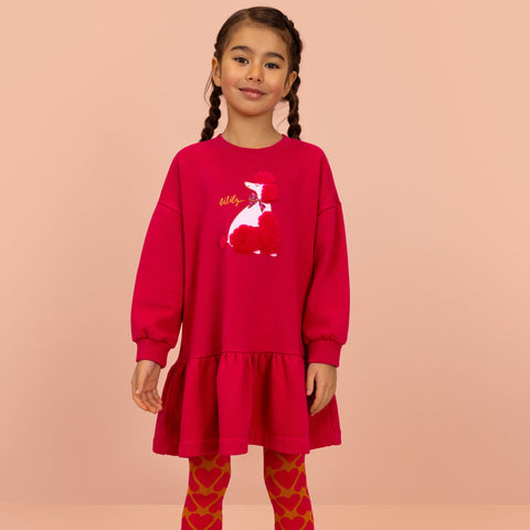 Girls Pink Poodle Sweatere Dress
