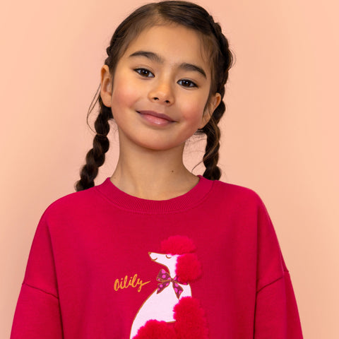 Girls Pink Poodle Sweatere Dress