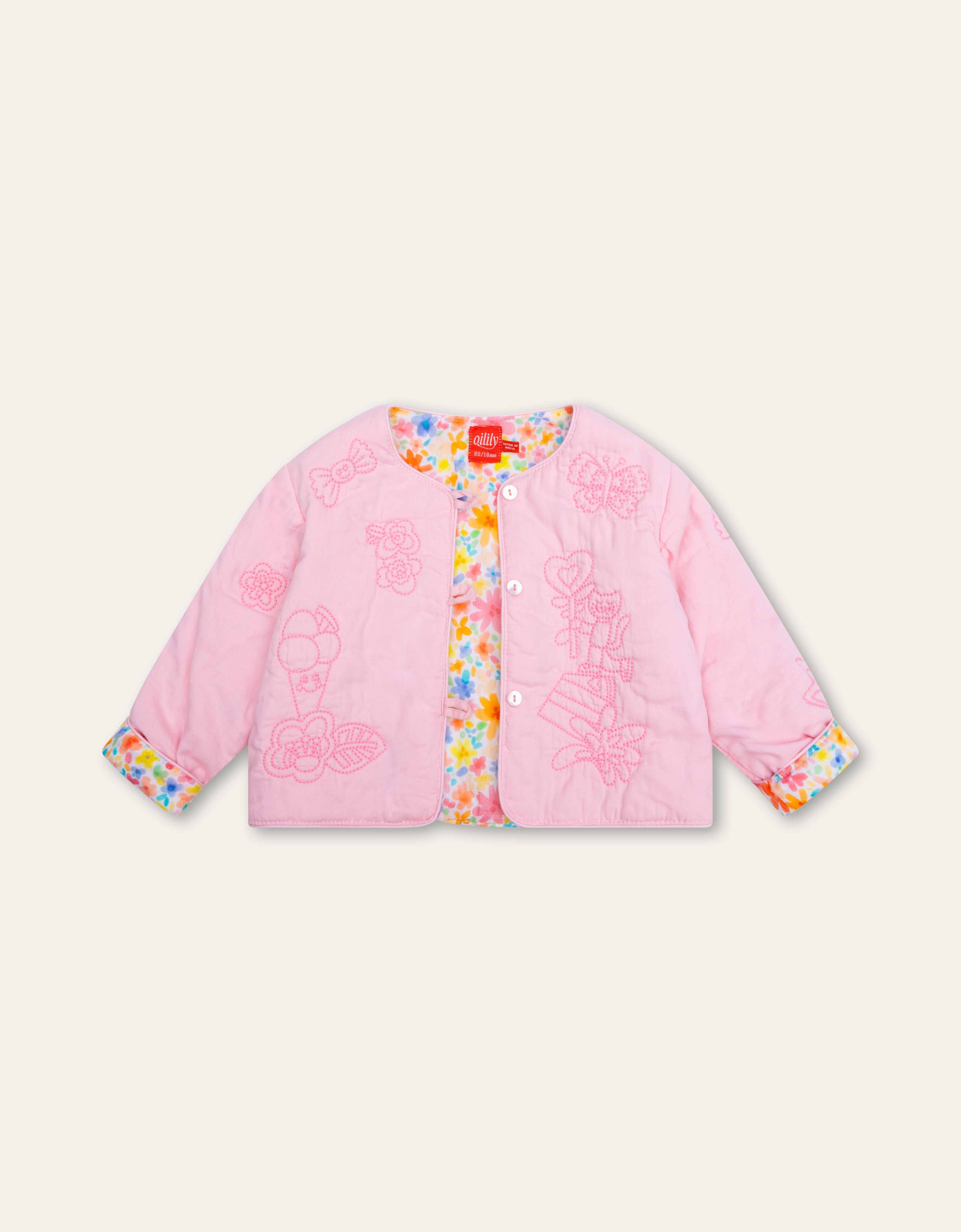 Oilily Girls Pink Cotton Coat